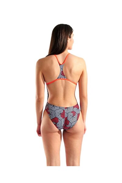 ARENA Γυναικείο μαγιό γεωμετρικό σχέδιο με ενισχυτικό πίσω μέρος