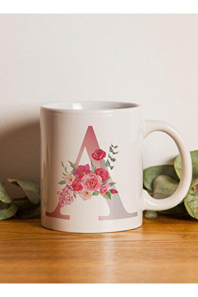 LOWHA 11 oz Ceramic Mug with Letter A Design on Both Sides