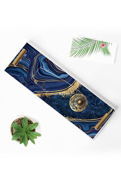 LOWHA Decorative Acrylic Serving Tray with Gold Metal Handles and Marble Design