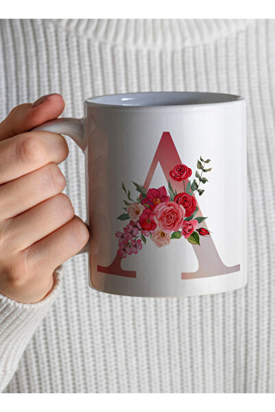 LOWHA 11 oz Ceramic Mug with Letter A Design on Both Sides