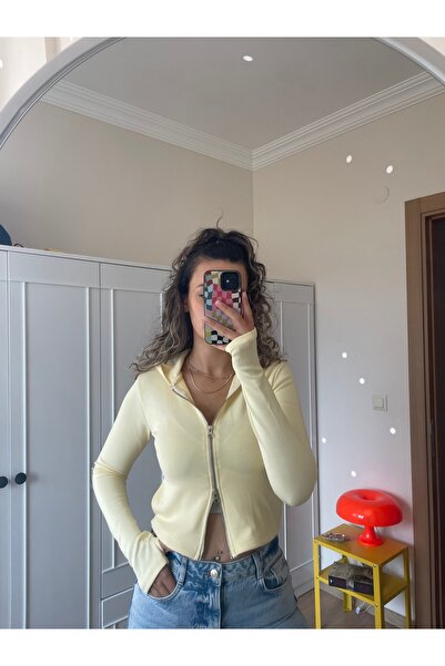 Veya Clothes Kadın Modal Kumaş El geçmeli Vücuda Tam Oturan Pamuk Fermuarlı H...