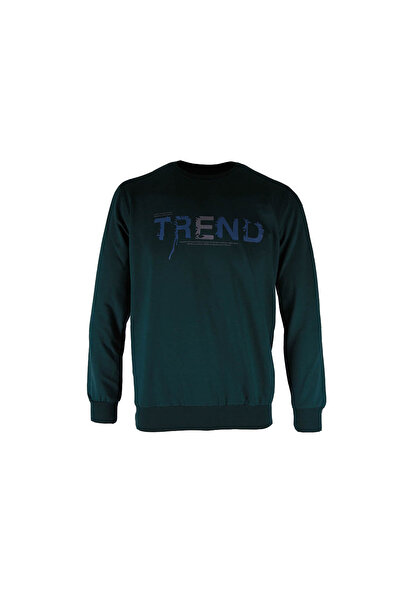 trender 0 Collar 2 Thread Dark Green Men's Sweatshirt Trend Print