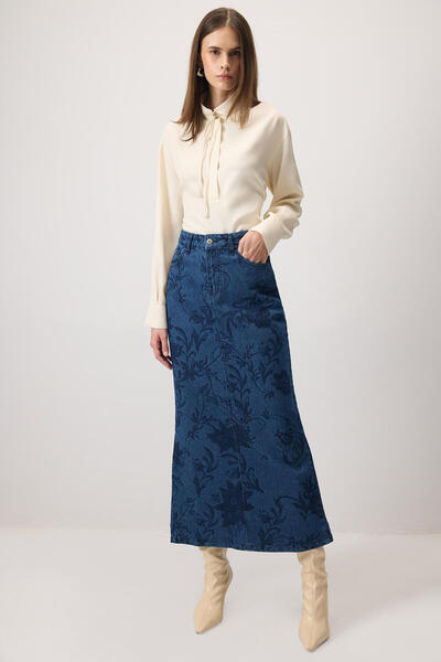 Touché Privé Printed Denim Skirt