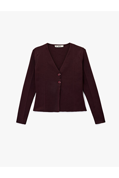 Koton Buttoned Long Sleeve V-Neck Knitwear Cardigan