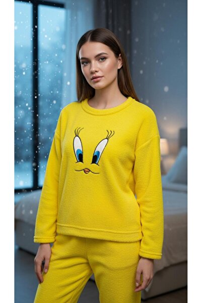 MİSS ELİZZA Plush Podufuk Yellow Chick Pajama Set