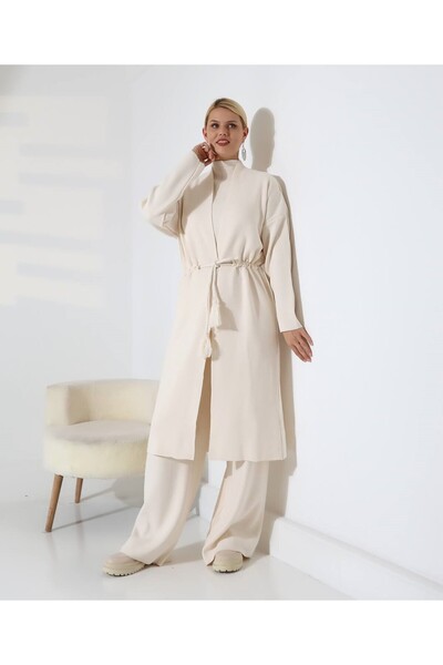 GİYSİ DÜNYASI 57 Standard Size Knitted Fabric Cardigan Blouse Pants 3-Piece Set