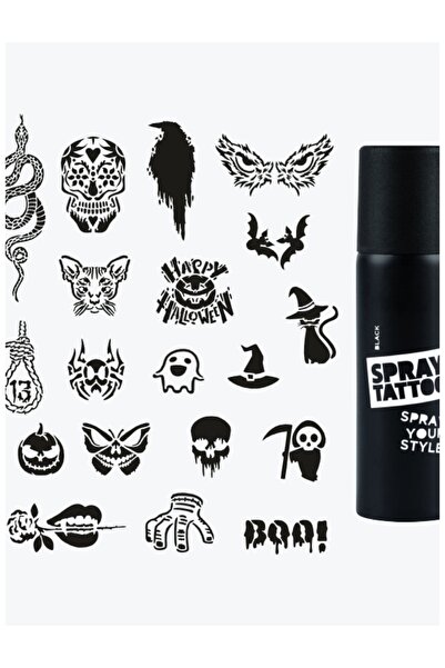 ONE SPRAY TATTOO Happy Halloween temporary tattoo stencil
