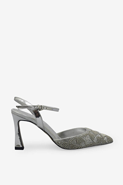 Beety Kadın Taş Detaylı Topuklu Abiye Ayakkabı Gümüş AKYN223.1005