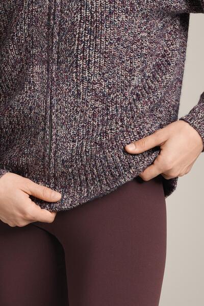 Oysho Twisted knit jacket with high collar