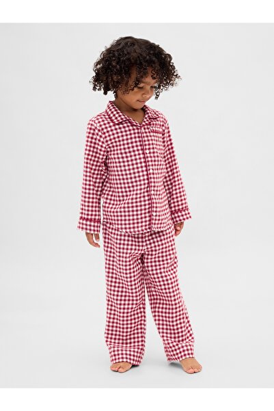 GAP Bebek Kırmızı Geri Dönüştürülmüş Flannel Pijama Takımı