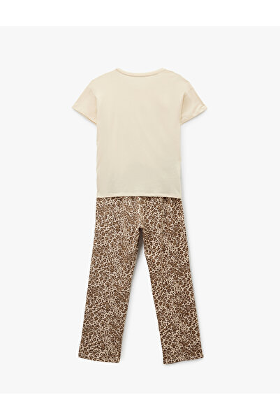 Koton Σετ πιτζάμες από βαμβακερό πλεκτό άνετο και χαλαρό