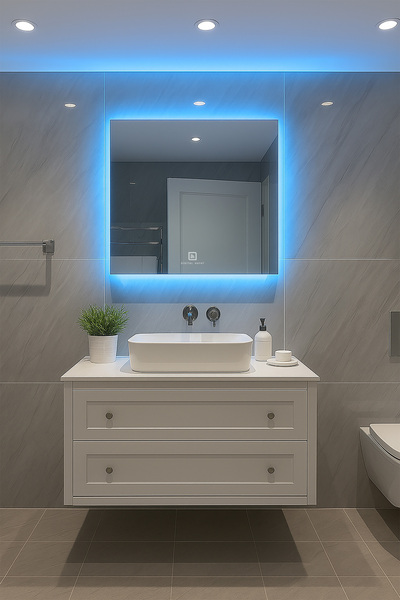 Digital Buğu Çözücü Dokunmatik Işıklı Kare Banyo Aynası (60-80cm)