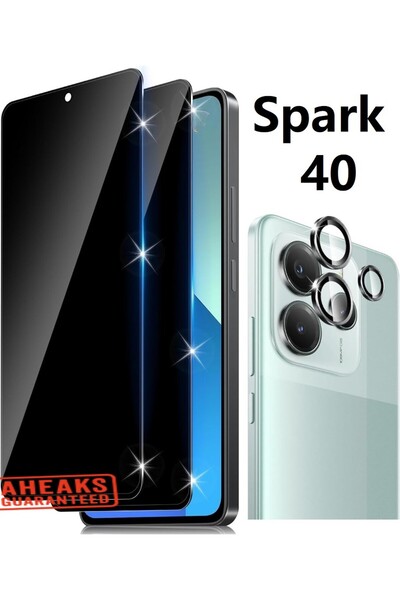 aheaks واقي شاشة وحماية عدسة الكاميرا لهاتف تكنو سبارك 40 نانو مات هايت، متوا...