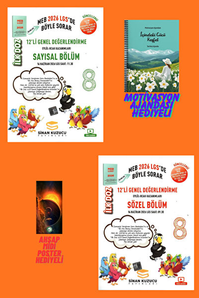 SİNAN KUZUCU YAYINLARI 8.Sınıf İlk Doz 12'li Genel Sözel Sayısal Deneme Motiv...