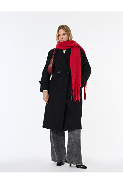 Koton Oversized Coat Cashmere Long Sleeve Pocketed Buttoned Double-Breasted