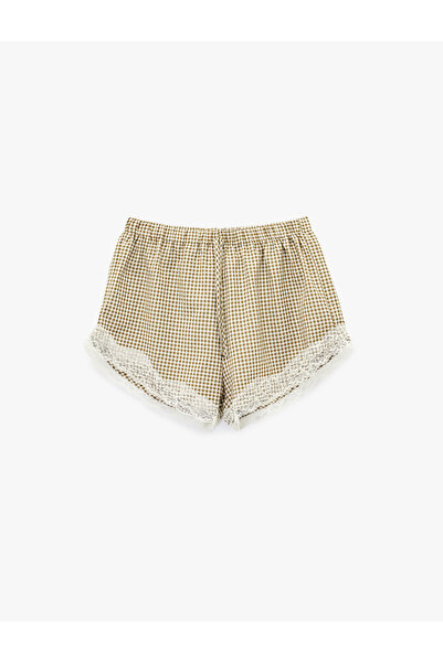 Koton Lace Detailed Checkered Shorts Pajama Bottoms