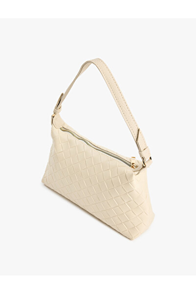 Koton Faux Leather Shoulder Bag with Knitted Detail and Zippered Strap