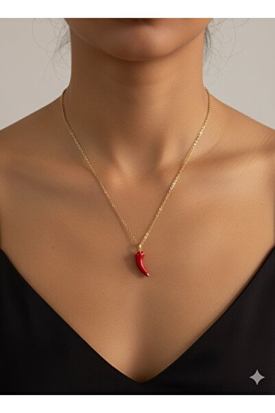 stainless steell Kırmızı Biber Kolye | Şans Uğuru Nazarlık Takı | Kadın Chili Charm Kolye