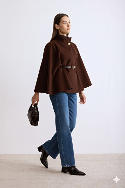 MODA MAÇKA PARK Kaşe Belt Poncho Cap