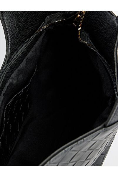 Koton Knitted Textured Zippered Handle Large Tote Bag