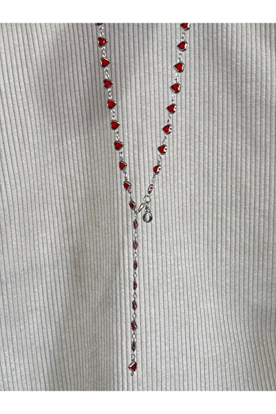 bijoux uniques Kırmızı kalpli harfli kadın y kolye