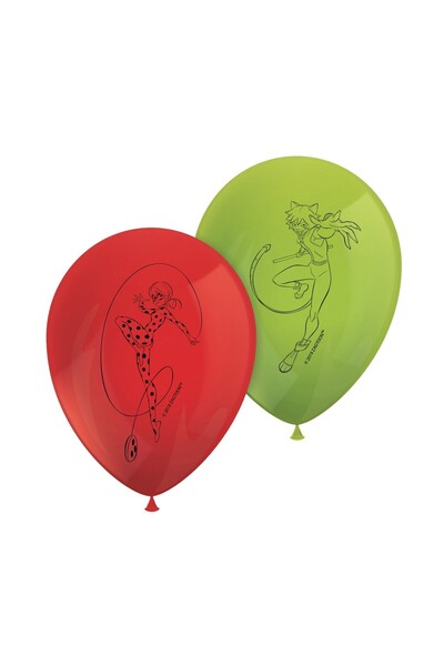 Procos Set 8 baloane latex Miraculous/Cat Noir 28 cm