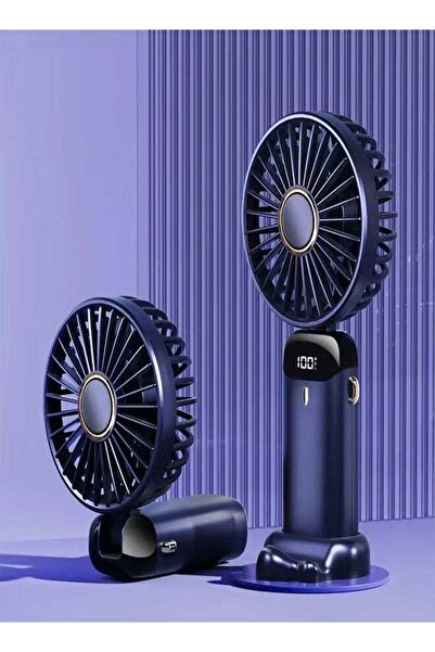 Generic Portable Handheld Mini Fan 2400mAh USB Rechargeable, 5 Speeds (Dark Blue)