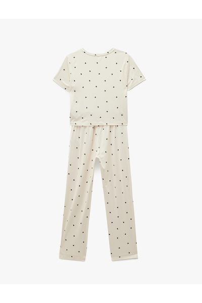 Koton Short Sleeve Crew Neck Polka Dot Pajama Set