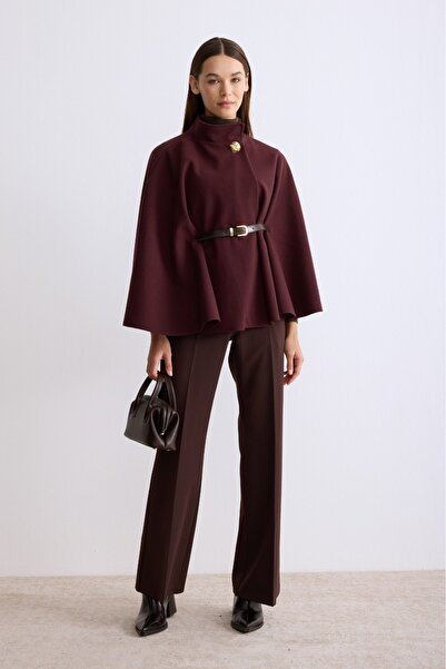 MODA MAÇKA PARK Kaşe Belted Poncho Cap