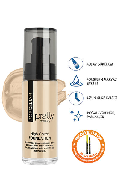 Güzellik Deposu Yüksek Kapatıcı Etkili High Cover Porselen Fondöten No:1 - Li...