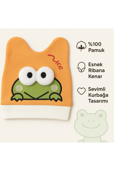 MYZİ STORE Newborn Baby Hat – 100% Cotton, Patterned & with Accessories – 0-5 Months