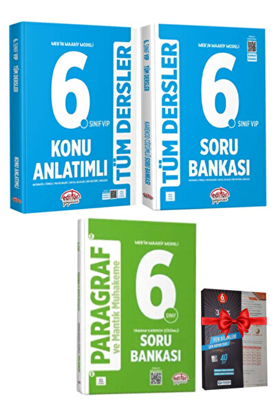 Editör Yayınevi 6. Sınıf Tüm Dersler Konu Anlatımlı+Soru Bankası+Paragraf Sor...