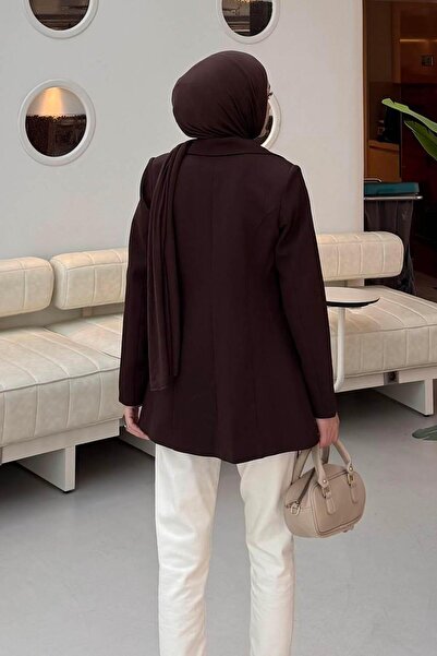 lamelif Μπουφάν με λεπτομέρεια δεσίματος σε καφέ πικρό χρώμα