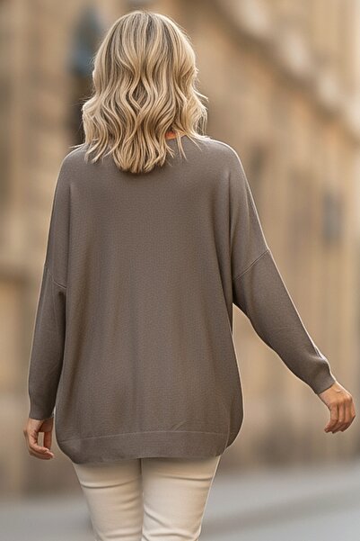 Chiccy Italian Mink Pool Collar Long Sleeve Slim Star Applique Casual Knitwear Blouse 70 70
