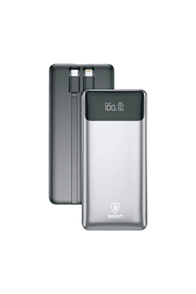 Spon Portable power bank 30000 mAh with built-in iPhone and Type-C charger
