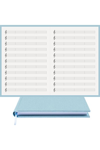 BİDEFTER Music Notebook (Left-Handed, Perforated) 100% Handmade, Hand-Sewn – Viscose Fabric Binding - A/5