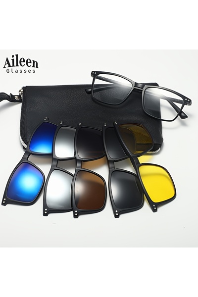 Game Set of 6 Clip-On Glasses Set and Glasses Case-For Women and Men