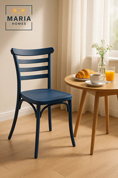 MARIA HOMES Blue Plastic Ladder Back Chair – Modern Stackable Armless Dining Chair for Indoor & Outdoor Use