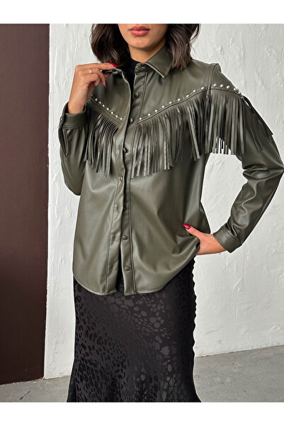 Lady Pixie Droplu Tasseled Faux Leather Shirt