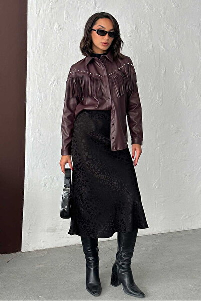 Lady Pixie Droplu Tasseled Faux Leather Shirt