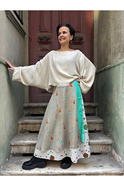 Bohoyasam Çift Taraflı İpek Etek, Nepal İpek Etek, Bağlamalı Etek, Uzun Etek, Salaş Etek, Büyük Beden Etek