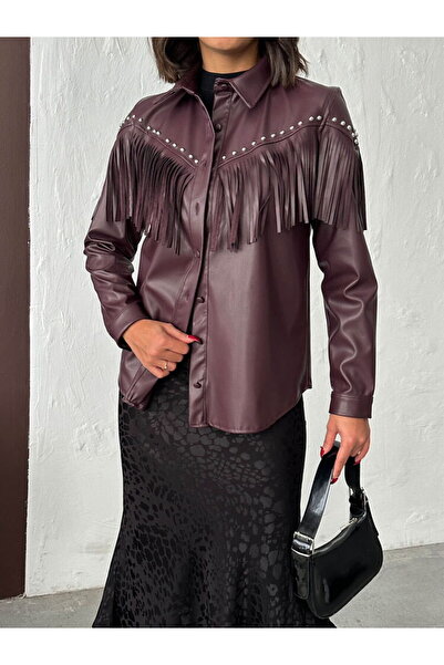 Lady Pixie Droplu Tasseled Faux Leather Shirt