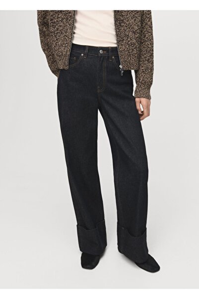 MANGO Woman Paçaları kıvrık jean