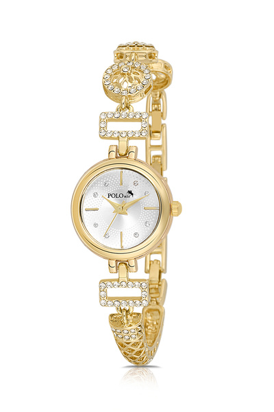 Polo Air ساعة يد نسائية فاخرة بنمط هندسي وحجر ذهبي اللون PL-1580B1x