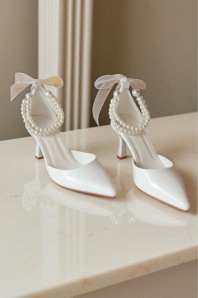 ZEYYMODA High-Heeled Shoes Bride in Pearls and Hard Hat Wedding Evening Dress Shoes Evening Party Shoes