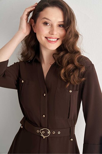 UTOPIAN Yırtmaç Detaylı Midi Elbise