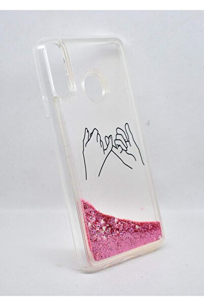 Generic Glitter Liquid Clear Silicone Gel TPU Shockproof Phone Cover for Samsung Galaxy A20S (Pink)