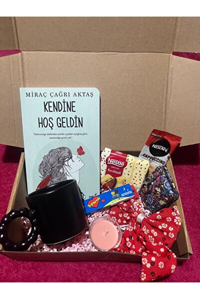 ESRALYGİFT Kendine Hoş Geldin Hediye Seti & Kitap, Kahve ve Mumlu Huzur Kutusu