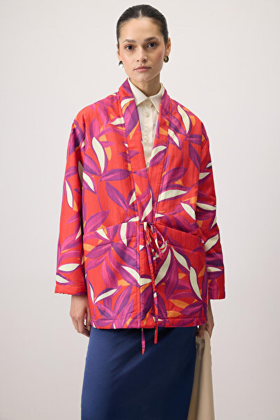 Touché Privé Patterned Coat with Front Tie