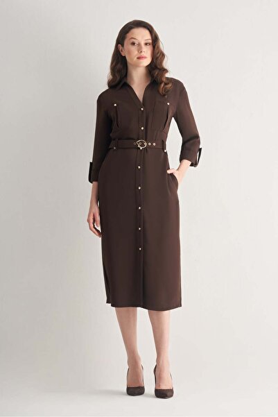 UTOPIAN Yırtmaç Detaylı Midi Elbise